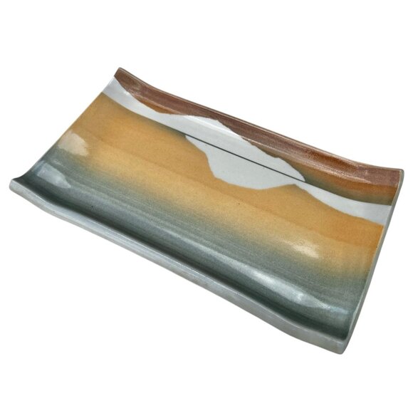 Handmade Fran Hogan Santa Fe Ceramic Tray With Landscape Design Collectible Gift - Picture 4 of 10